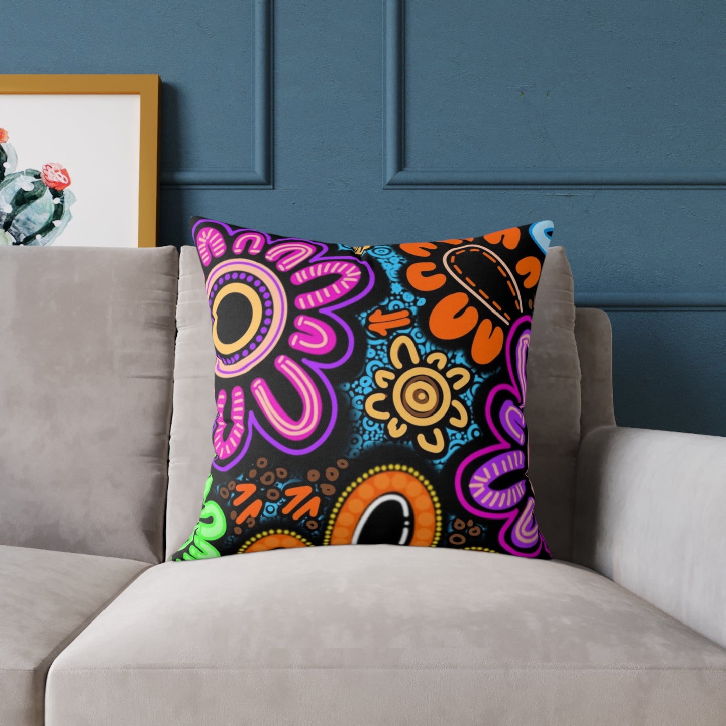 Square Poly Canvas Pillow - Sacred Cycles