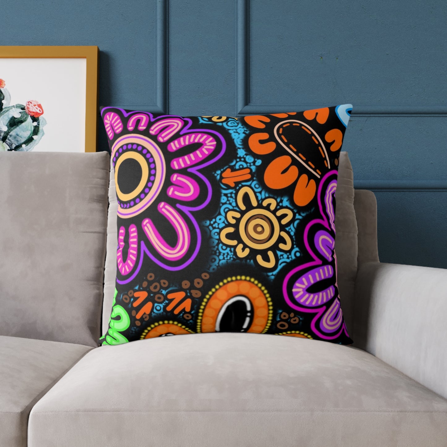 Square Poly Canvas Pillow - Sacred Cycles