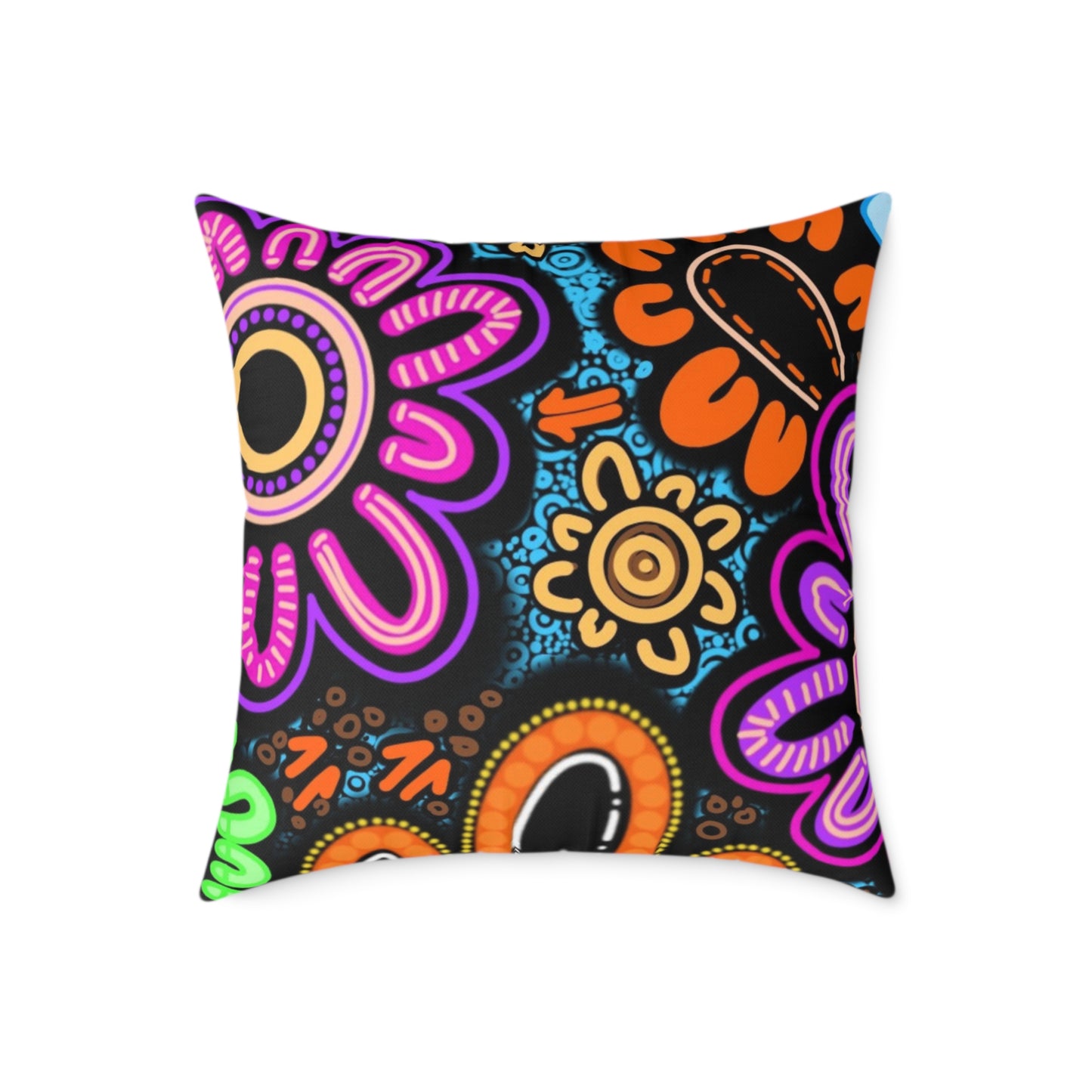 Square Poly Canvas Pillow - Sacred Cycles