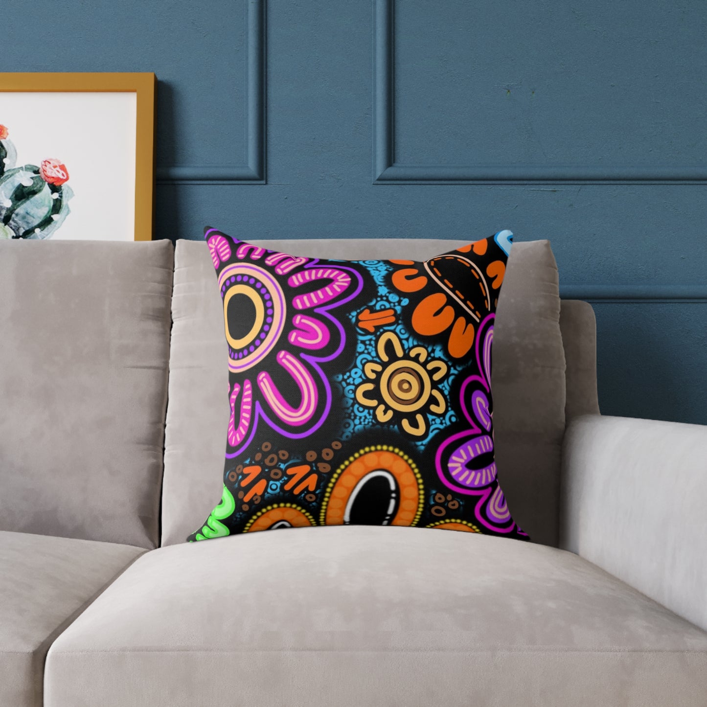 Square Poly Canvas Pillow - Sacred Cycles