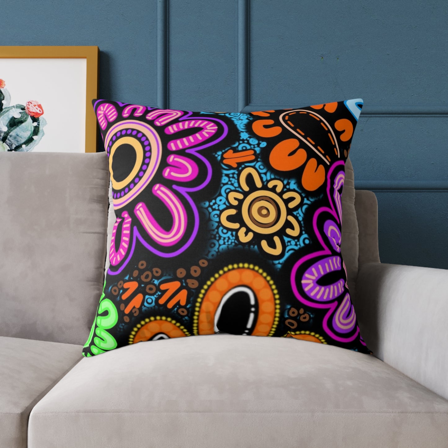 Square Poly Canvas Pillow - Sacred Cycles