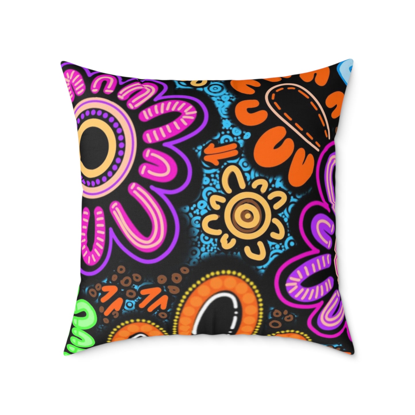 Square Poly Canvas Pillow - Sacred Cycles