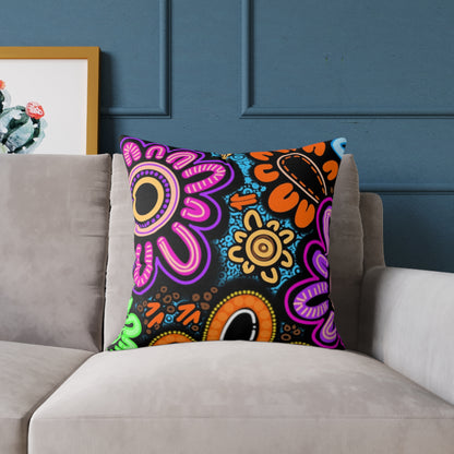Square Poly Canvas Pillow - Sacred Cycles
