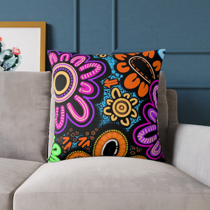 Square Poly Canvas Pillow - Sacred Cycles