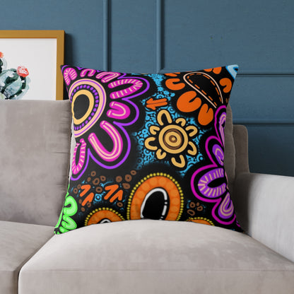 Square Poly Canvas Pillow - Sacred Cycles
